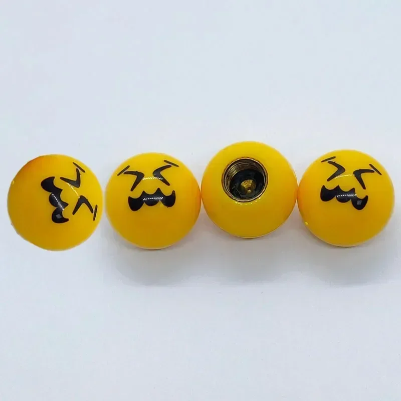 Aluminum Smiley Face Tire Valve Stem Caps - Set of 4