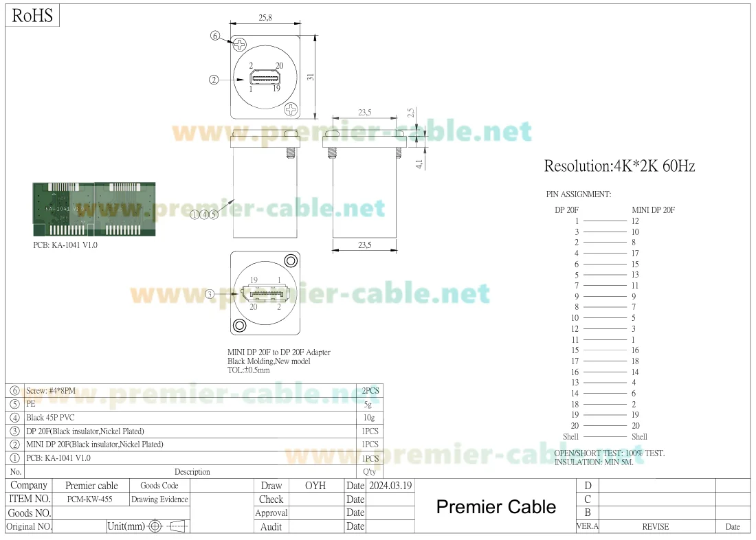 D-Typ Mini DP zu DP Konverter 4K@60Hz Mini DisplayPort Buchse zu Buchse Flansch-Chassis Panelmontage-Adapter für HDTV Audio – Detail 8
