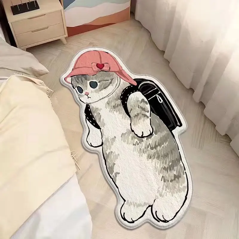 

Cartoon Bedside Rug Fluffy Cute Irregular Cat Mats Carpet for Living Room Cat Floor Mat Shaggy Area Rug Doormat Home Decoration