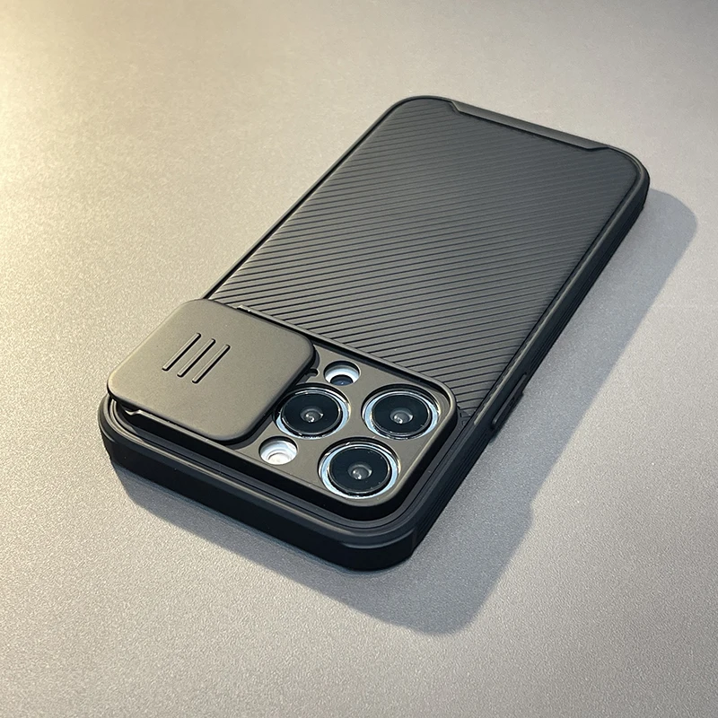 thumbnail image 1 of Funda protectora de lente de cámara deslizante de lujo, cubierta completa para iPhone 15, 14 Pro, 11, 12, 13 Max Plus, funda de carga inalámbrica MagSafe, 1 of 4