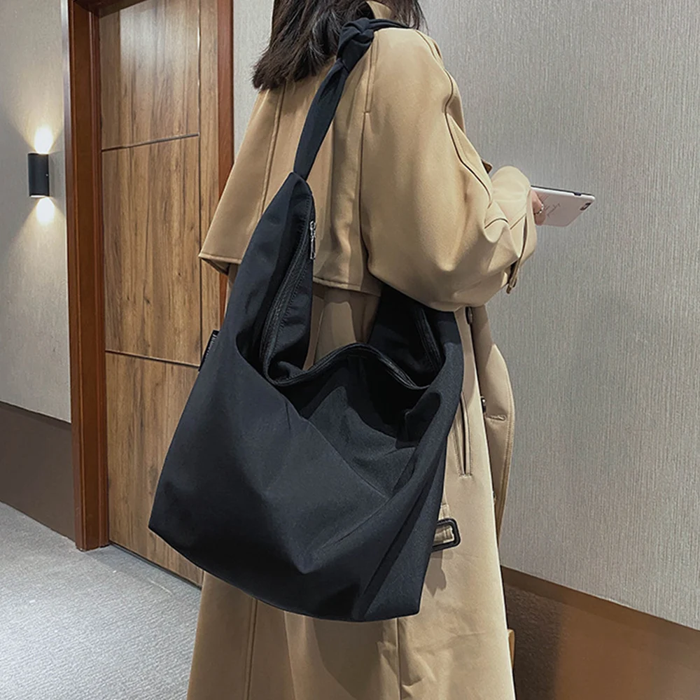 

Модная женская однотонная сумка через плечо, вместительные холщовые сумки через плечо, Портативная Сумка-тоут, водонепроницаемая тканевая сумка