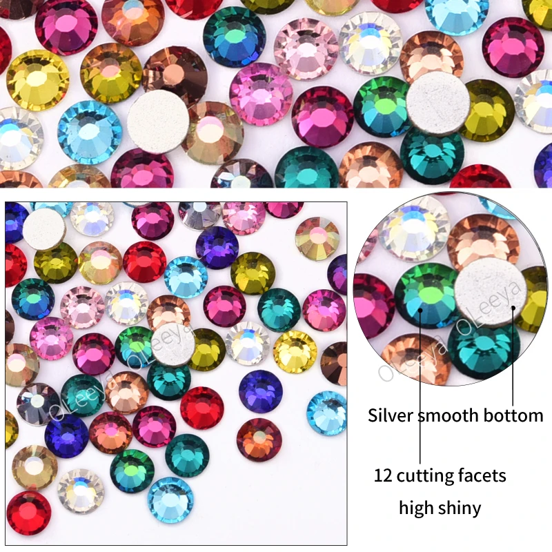 Nail Art Rhinestones Super Glitter Crystals Non Hotfix Glass Strass Flatback for Nails Art Decorations