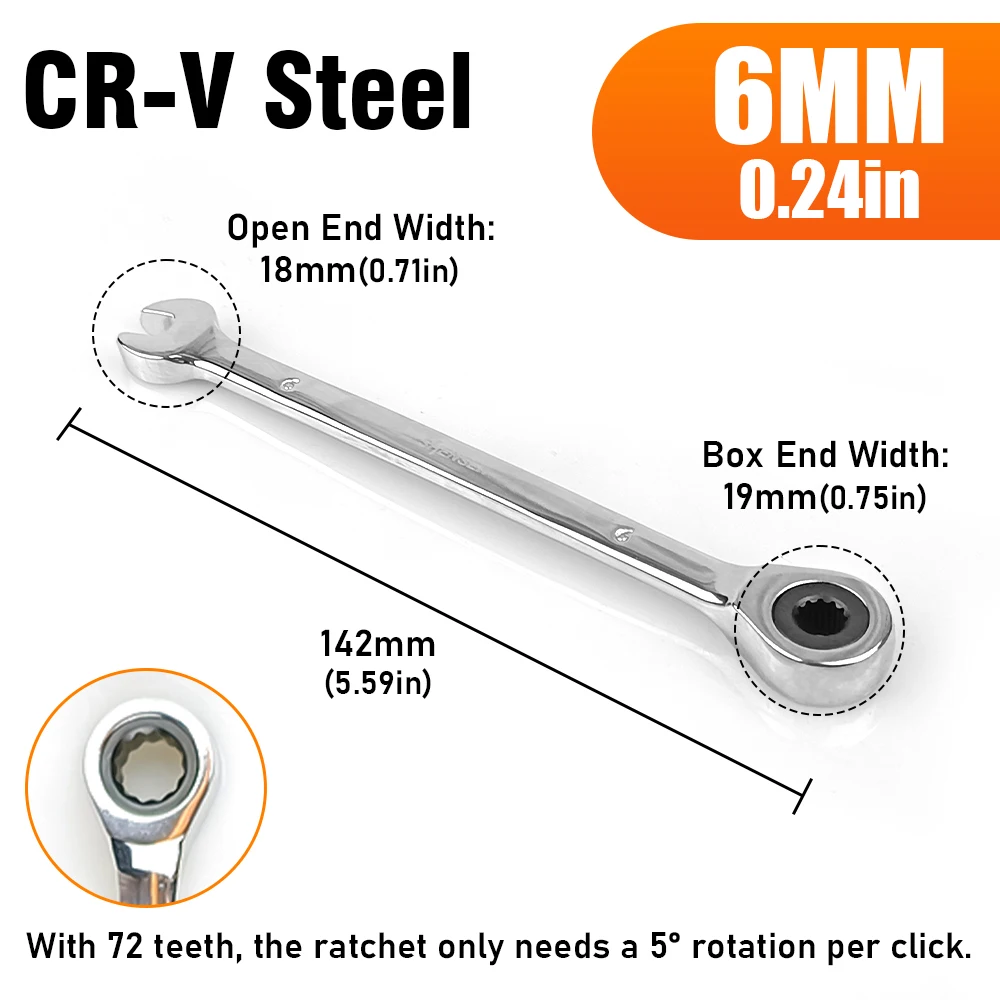 Versatile Ratchet Wrench with 72-Tooth Mechanism