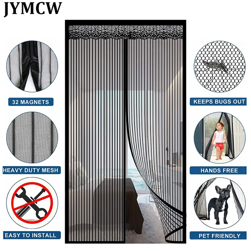 New Magic Mesh Instant Screen Door Magnetic Curtain Net Magnets Anti Fly  Bug Mosquito Door Screen - AliExpress
