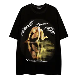 T shirt manches courtes pour homme et femme, Streetwear en coton, style Hip Hop, décontracté, Vintage, avec motif gothique imprimé, 2022 