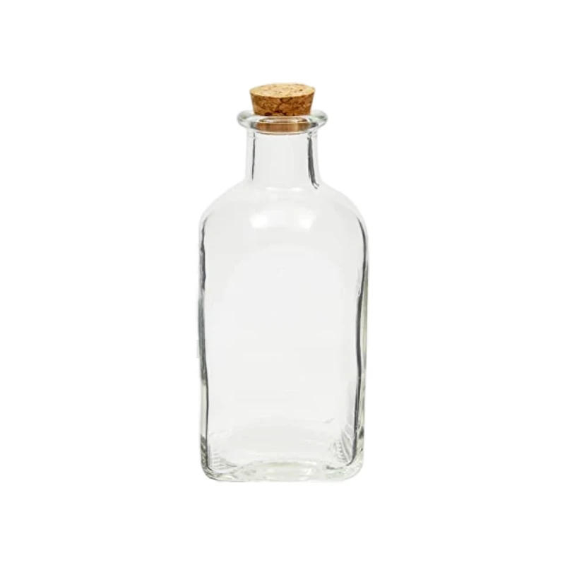 Clear Square Glass Bottle with Cork Family Size Beverage Glass Square Bottle for Brew Cold Tea 2