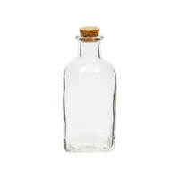 Clear Square Glass Bottle with Cork Family Size Beverage Glass Square Bottle for Brew Cold Tea 2