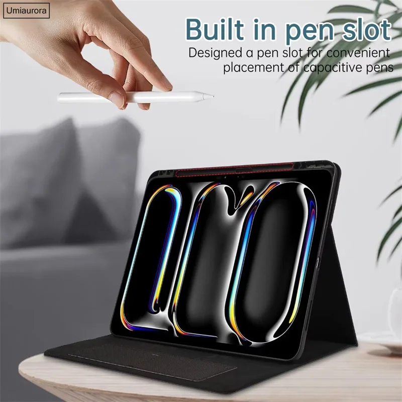Smart Pencil Holder Tablet Case Folio Stand with PU Leather Cover