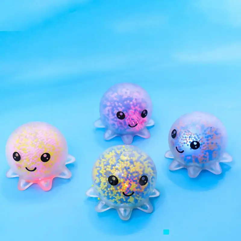 1PC Glowing Light Squid Vent Ball Squeeze Decompressions Toy Bubble Octopus Ball Stress Relief Toy Birthday Gift For Kids child