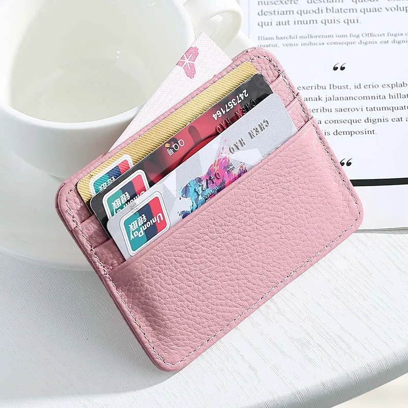 

First Layer Cowhide Ultra-Thin ID Card Holder Women's Men's Slim Short Wallets Coin Purse Money Bag Multi-Card Bank Clip Case