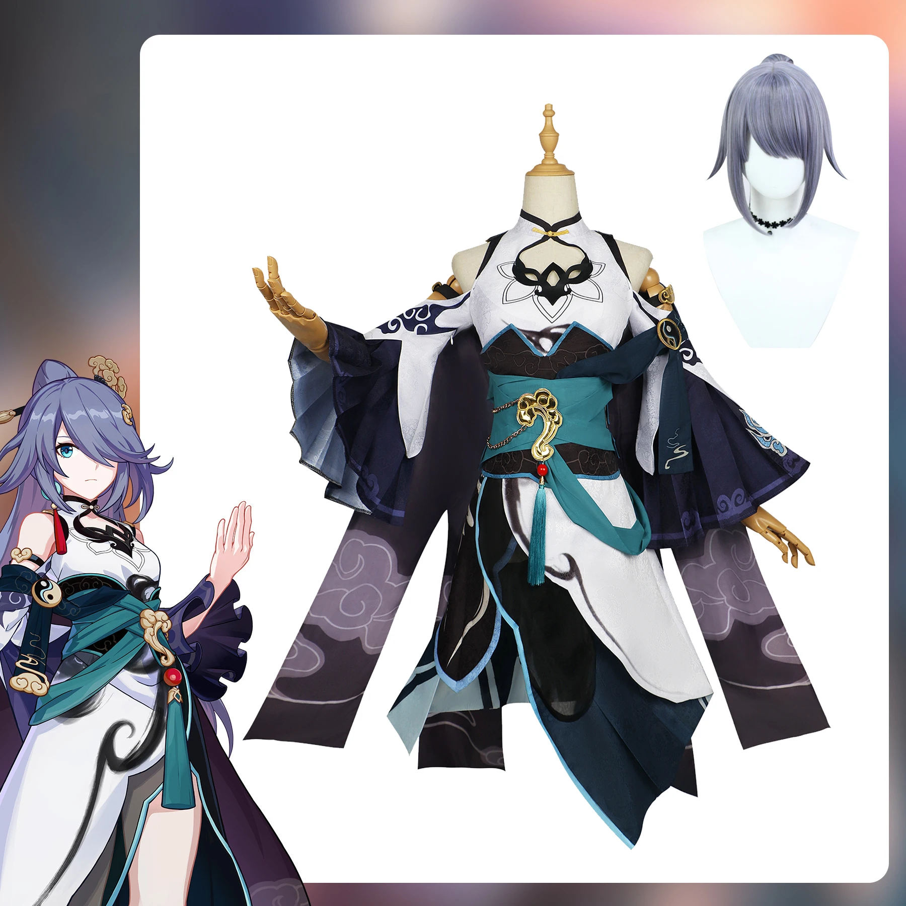 

Костюм французской горничной Fu Hua для косплея Honkai Impact 3, Карнавальная форма, парик, искусственная игра