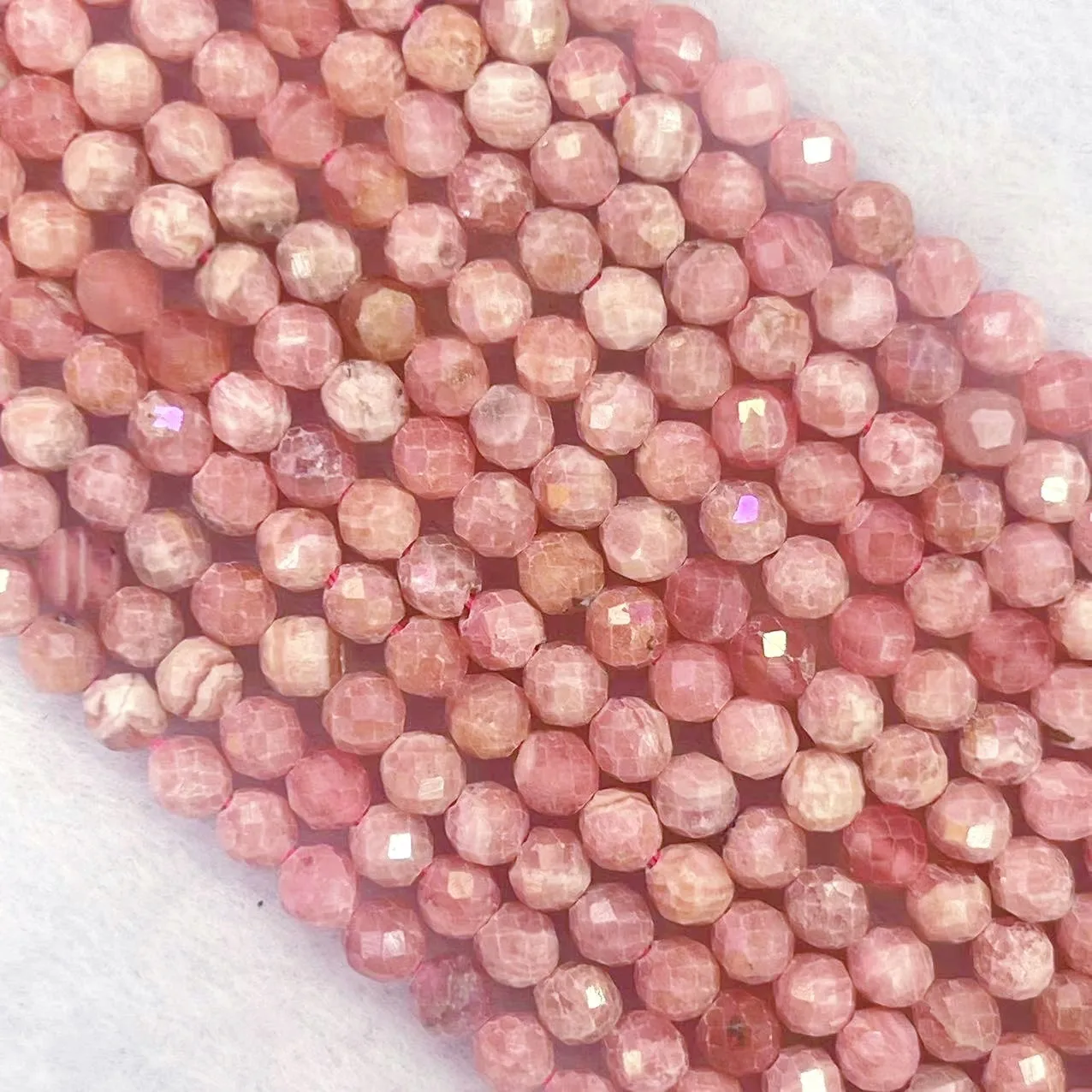 Top Grade Natural Rhodochrosite Round Beads 4MM Noble Pink Section Rhodonite Stone Argentina Raw Ore Dialogite Gem DIY Jewelry