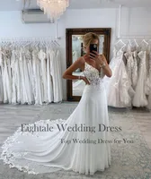 Eightale Boho Wedding Dresses V-Neck Lace Appliques A-Line Spaghetti Straps Customized Court Train Bridal Gown Vestido De Novia 2