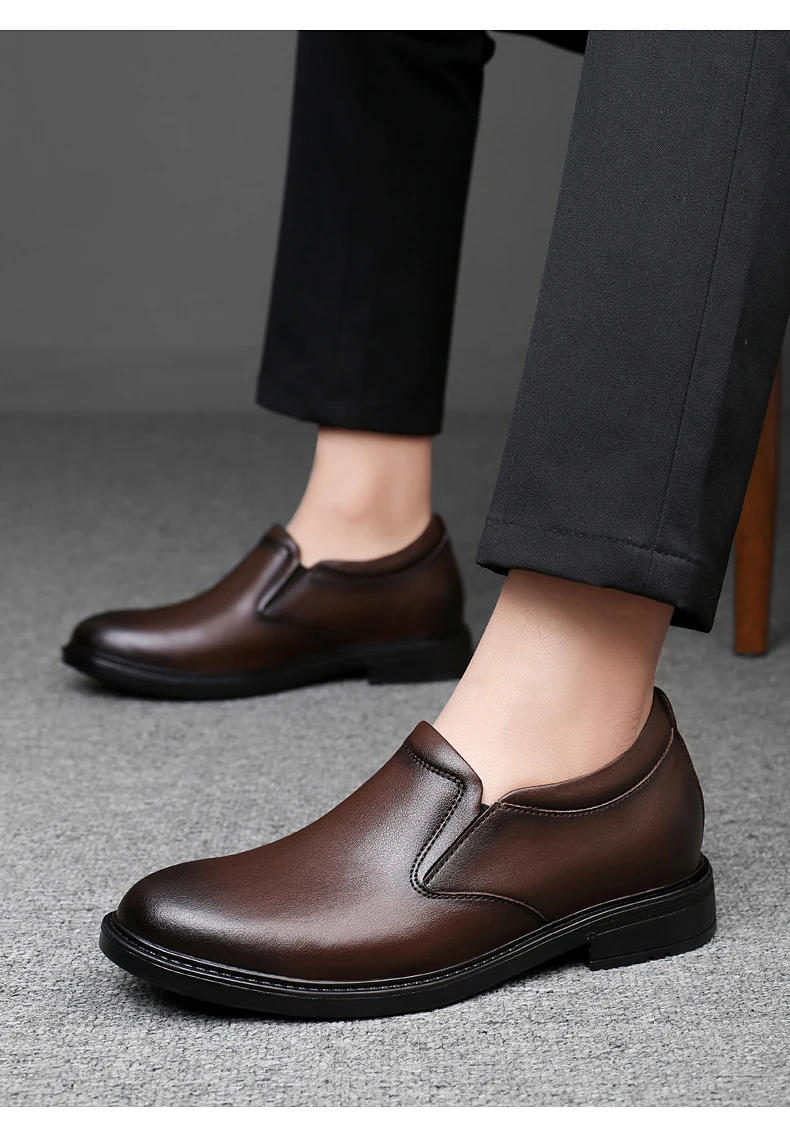 Aufzug Loafer Hochzeit Männer Leder Schuhe Business Britische Formale Kleid Schuhe Höhe Erhöhen Einlegesohle 6CM Lift Plus Größe 35-47 – Detail 15