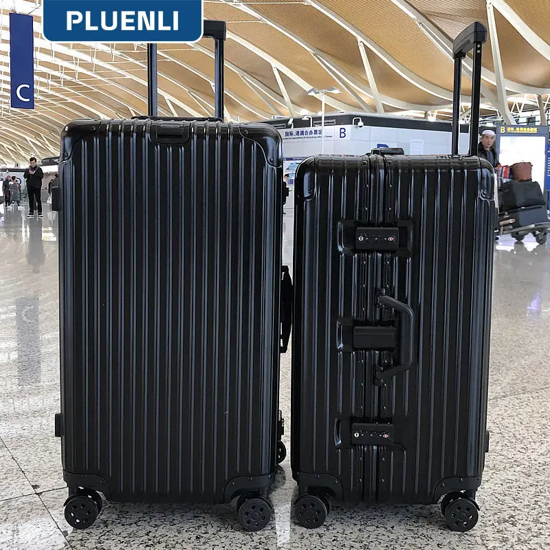 

PLUENLI Luggage Trolley Case Women's Extra Large Capacity Thickened Aluminum Frame Universal Wheel Password Suitcase Leather