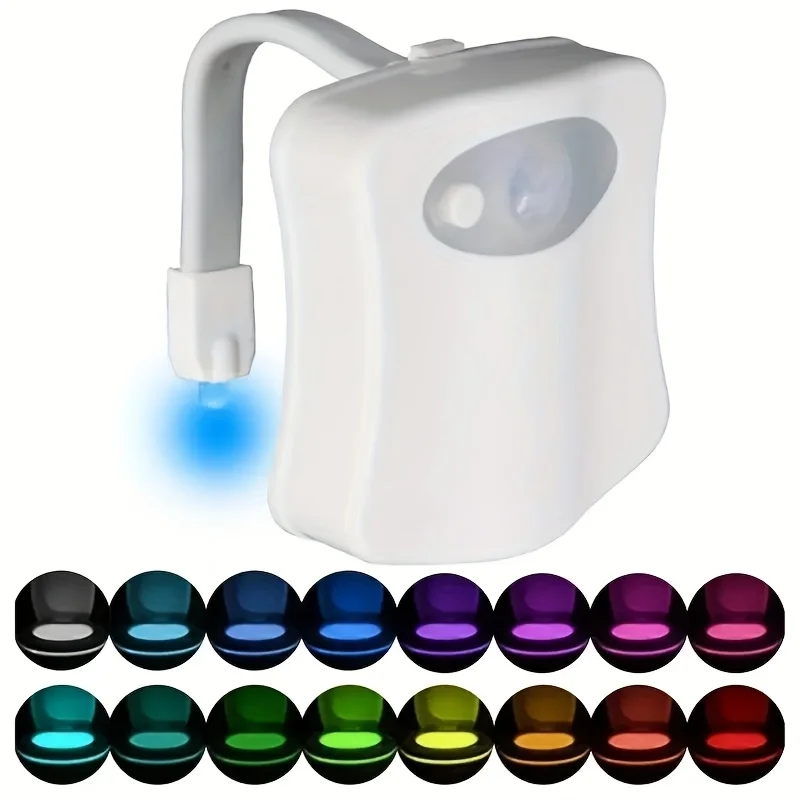 Motion Sensor Light LED Night Light LED Motion Sensor Light Night Light Motion Sensor Night Light LED Night Lamp Motion Sensor LED Light Motion Sensor Lamp 16-Color LED Toilet Night Light Motion Sensor Easy Install Energy-Saving Bathroom Illumination Perfect Gift Home De