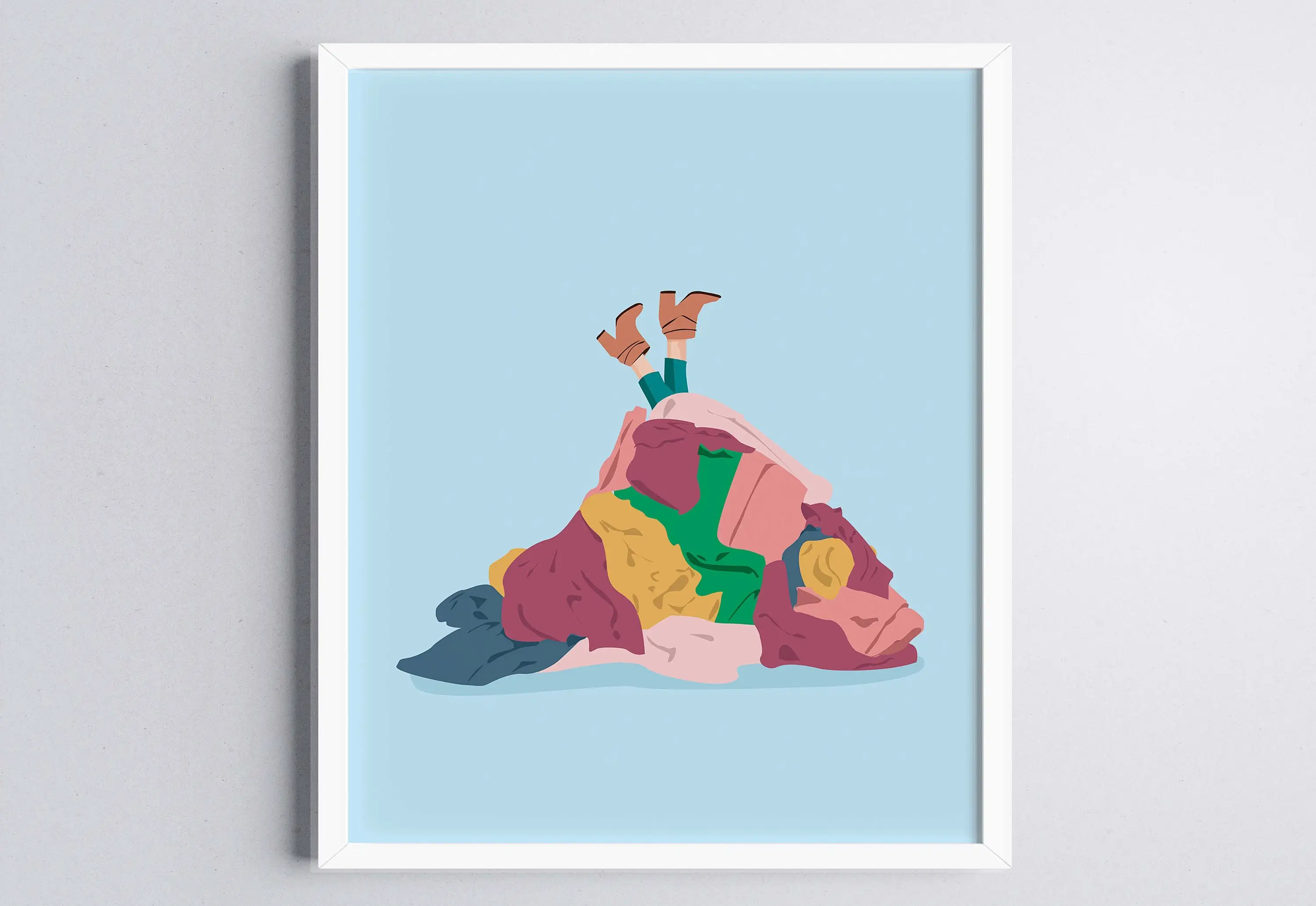 Pastel Colors Art Print Laundry Day Canvas Painting Floating on Clothe Funny Poster Pictures Bedroom Bathroom Home Decor - 3
