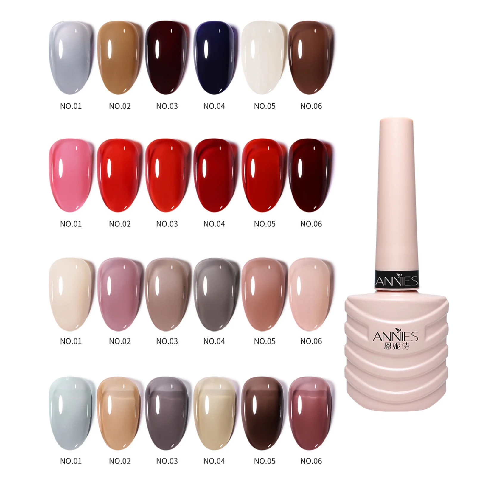 

10ml 6Pcs/Set Nail Polish Excellent Saturation High Pigmented Natural Translucent Manicuring UV LED Gel Soak Polish for Female