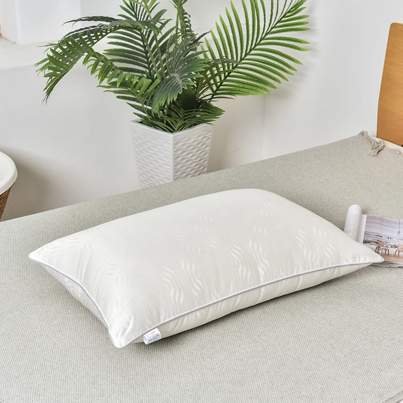 Mulberry Silk Pillows For Sleeping 48*74cm Natural Silk Filling Jacquard Anti Mite Soft Health Care Bedding Hotel Neck Pillows 3