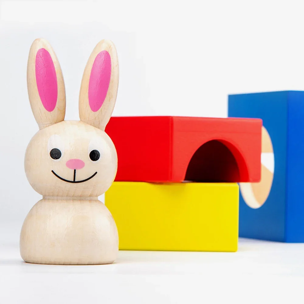 Wooden Magic Box Rabbit Animal Geometric Building Blocks Educational Desktop Game Toy for Kids Ideal Birthday Gift 4