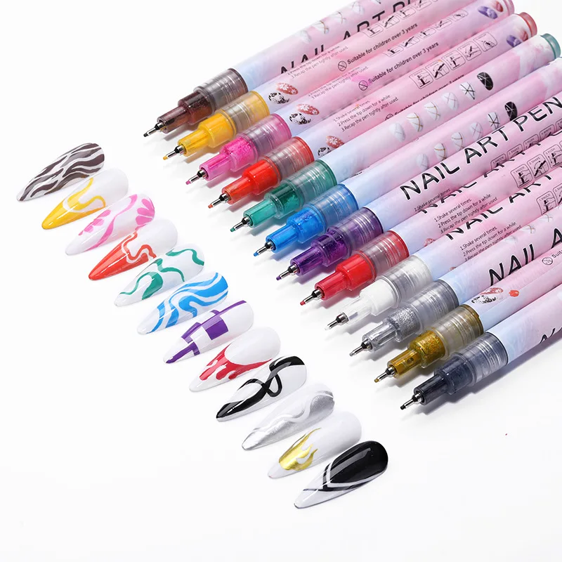 12PCS Nail Art Marker Pen Set