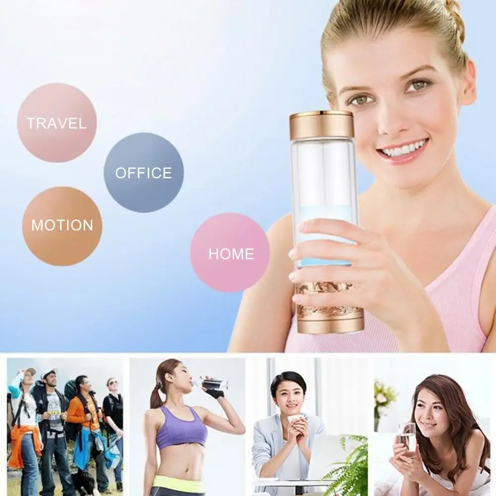 

Hydrogen Water Bottle Portable Hydrogen Water Generator Bottle for Home Office 300ml Sealed Water Bottle for Health Boosting