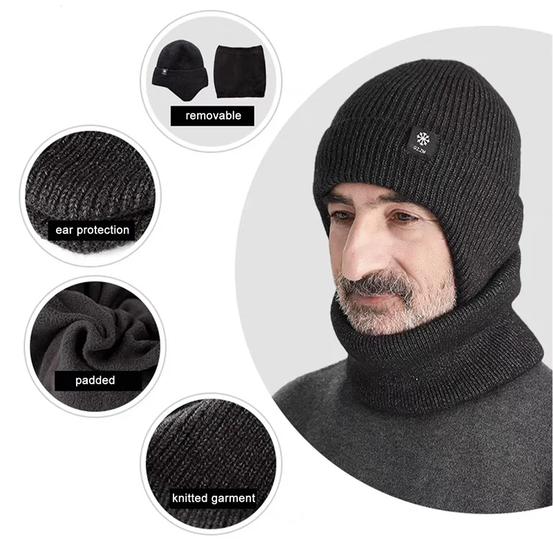 NEW Winter Outdoor Fleece Hat Men Women Motorcycles Warmth Ear Protection Thick Knitted Cycling Cap Windproof Head Wear