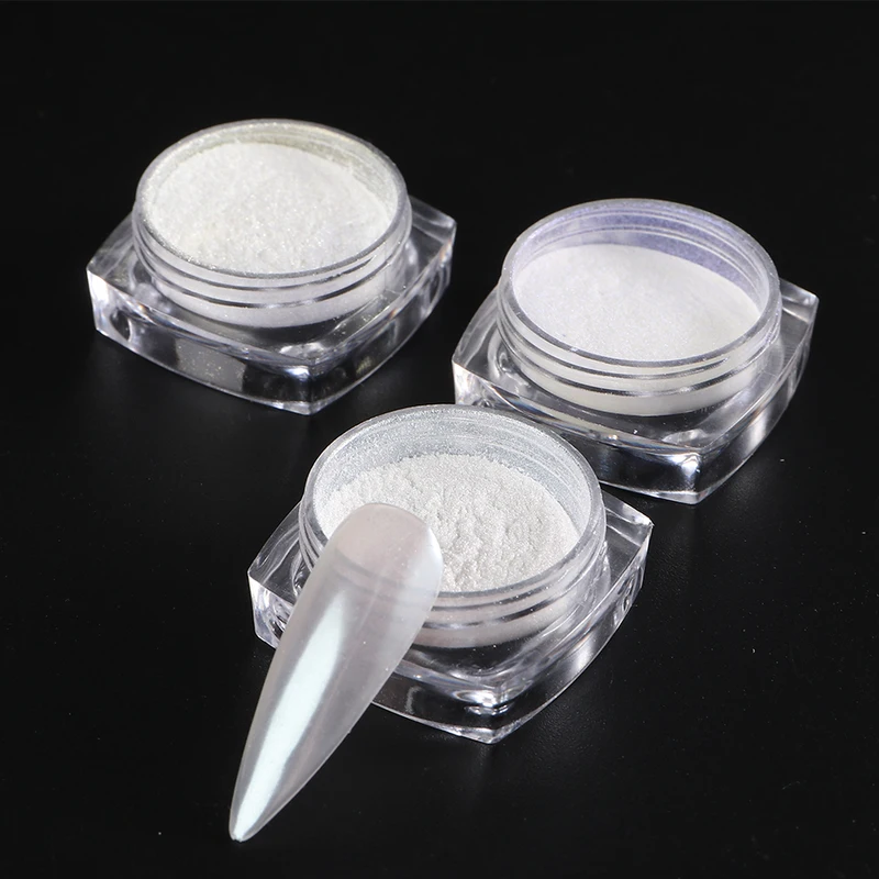 Moonlight Pearl White Nails Glitter Dust Chrome Aurora Rubbing on Powder...