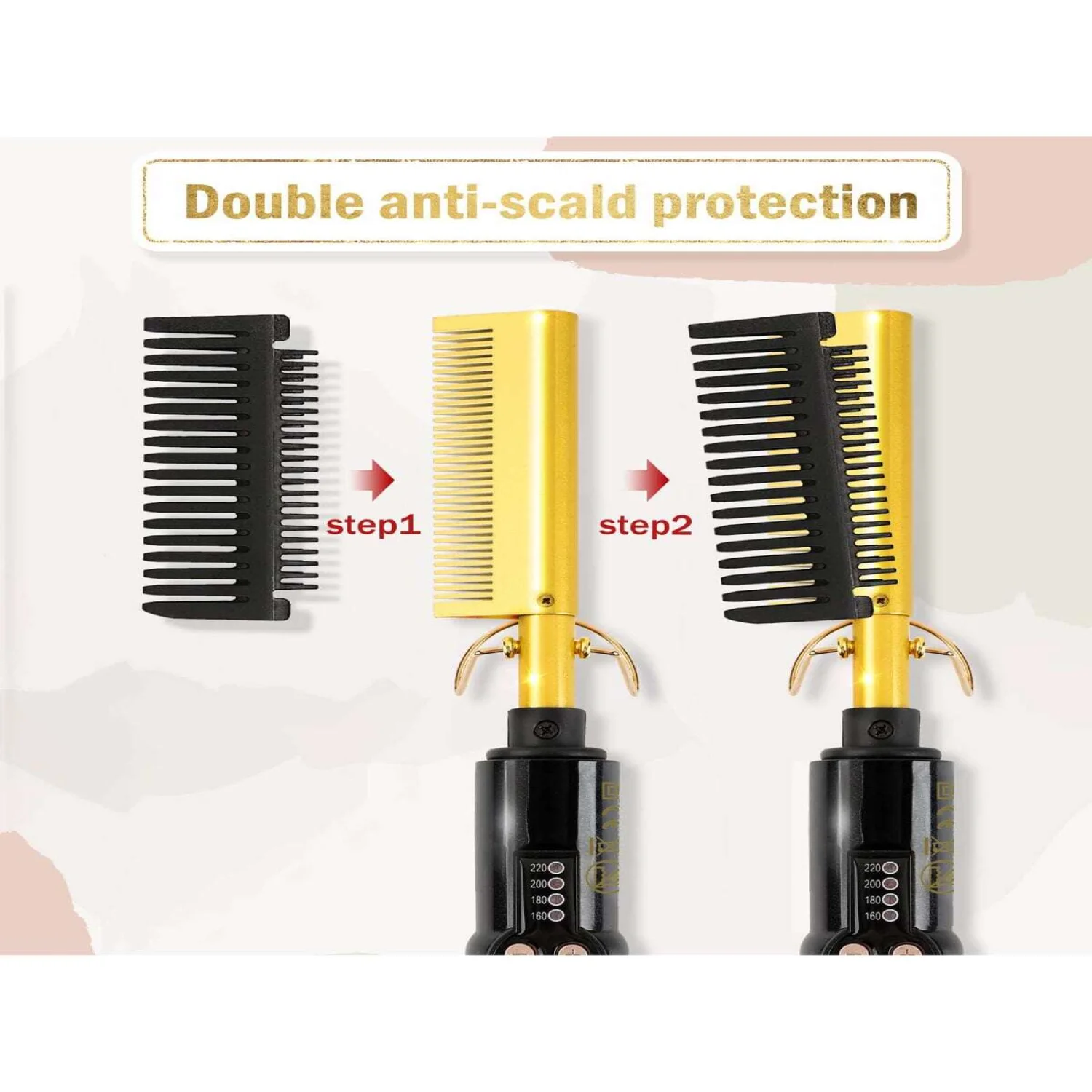 Hot Comb, Straightening Comb For Wigs, Hot Comb Hair Straightener, 220℃ High Heat With Dual Voltage, Portable Ceramic Brush,