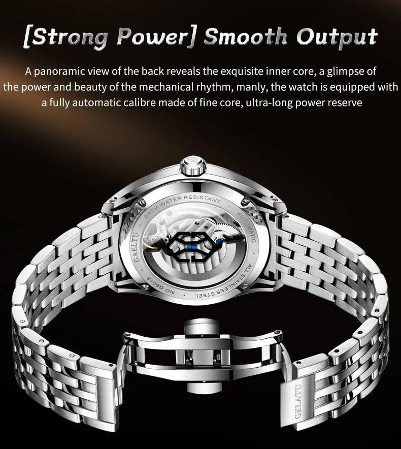 GELATU 6018 Men's Watches Relief Dragon Fully Automatic Mechanical Watch for Men Sapphire Mirror Men's Wristwatches Luxury Brand