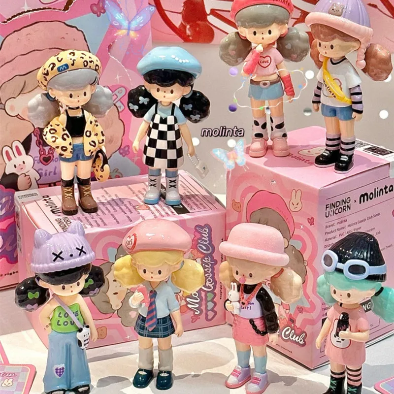 Original Molinta Popcorn Sister Gossip Club Series Blind Box Toys Model