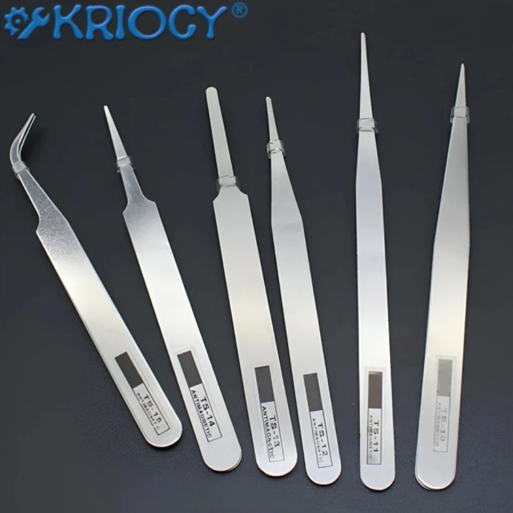 6pc/lot Excellent Quality Anti-static Bend Straight Tweezer Stainless Steel for Beads Jewelry Sewing Accessories Tools Hand Tool