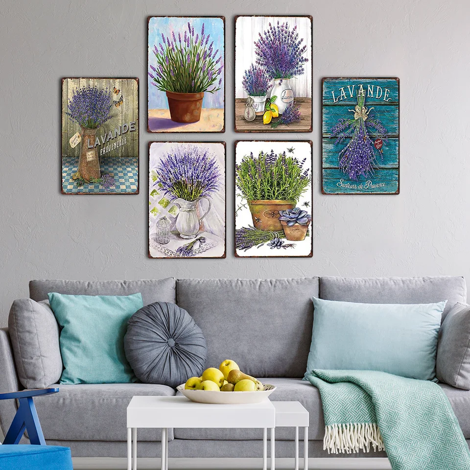 Plaque En Métal Rustique - Peintures De Marché Aux Fleurs Vintage