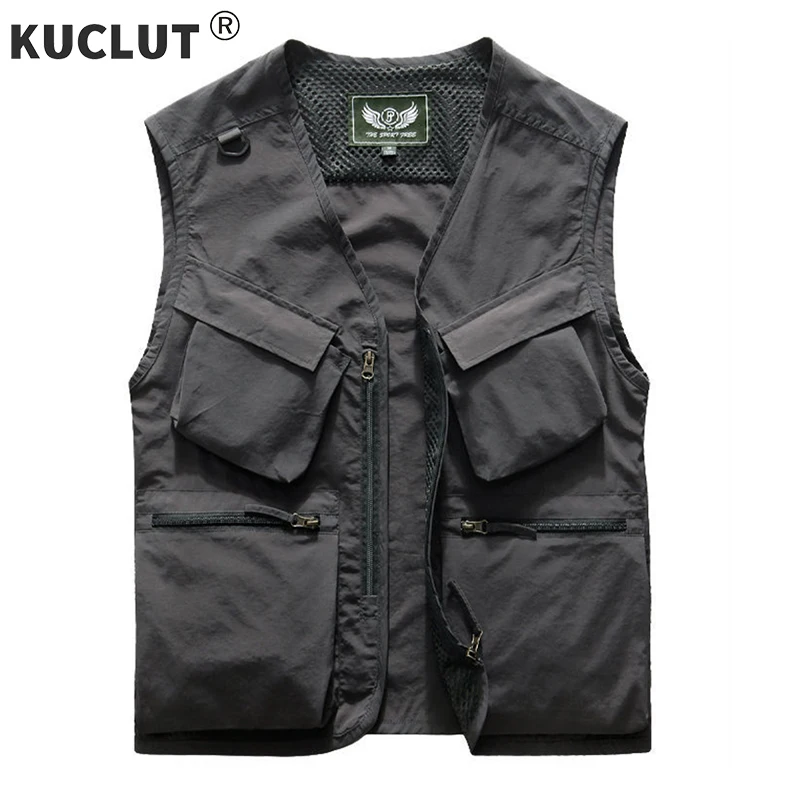 Summer New Vests Men US Plus Size Outdoor Tech Wear Tactical Multi-pocket Slant Pockets Camping Fishing Hiking Safari Cargo Vest