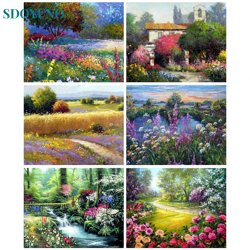 

SDOYUNO Oil Painting By Numbers Flower On Canvas Handmade Acrylic Paints Adults For Drawing DIY Crafts Kit Picture By Number Dec