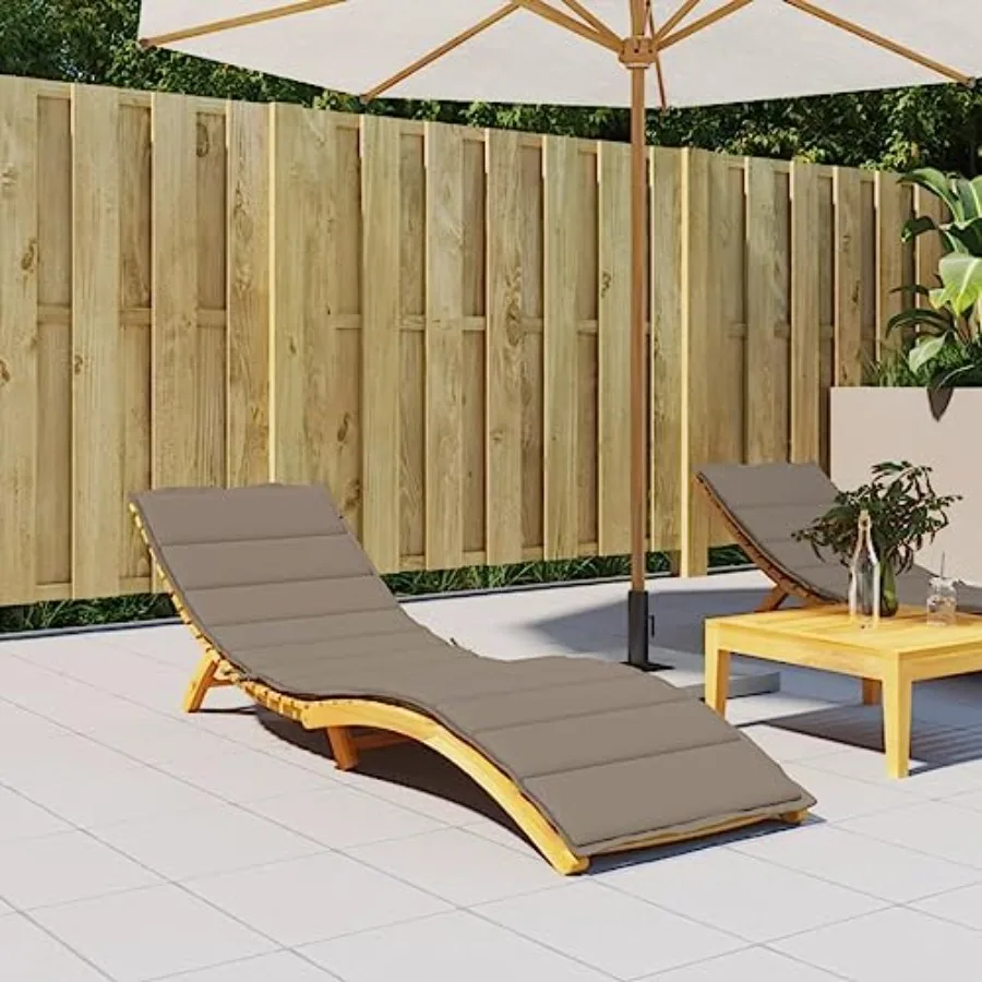 Outdoor Sun Lounger Cushion Taupe Ox Fabric 78.7x27.6x1.2 Inch Soft Foam Filled Seat Pad with Straps for Patio Furniture Garden