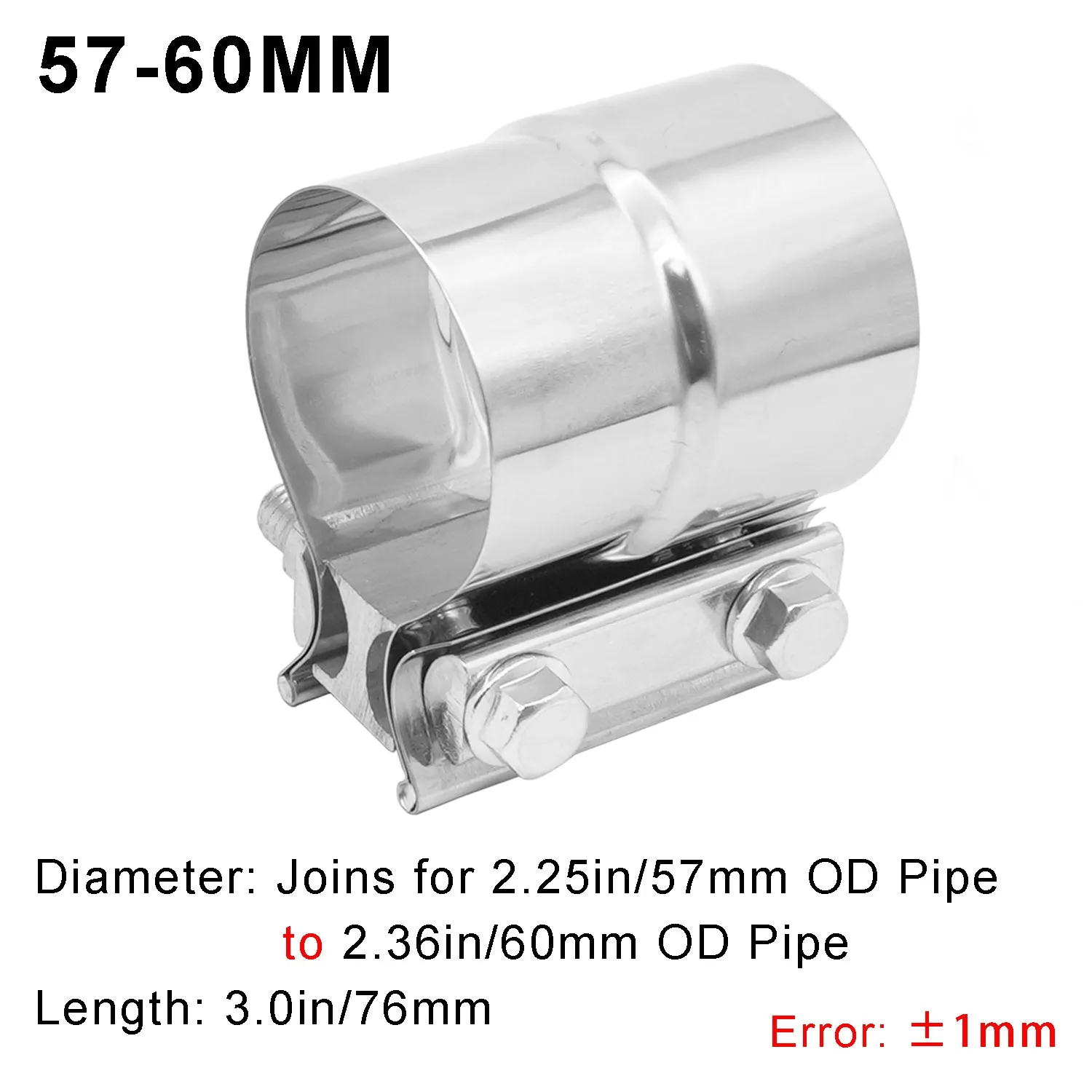Collier De Serrage échappement En Acier Inox 304 - Type Manchon à Joint Recouvrant, Universel, Pour Tubes 2 Pouces (environ 57mm)