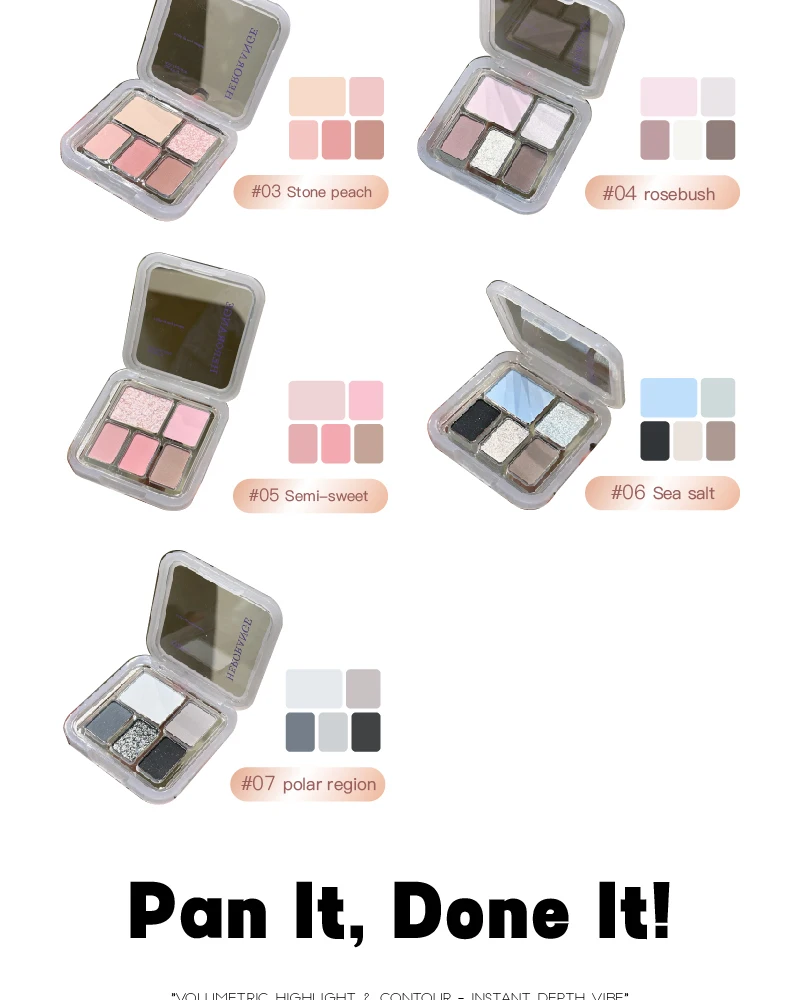 Description Picture 4 of item5-Color Shiny Punk Blue Eyeshadow Palette Glitter Pearlescent Eye Shadow Palette Lasting Waterproof Nude Pink Eye Pigment Makeup