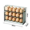 1pc Egg Holder Refrigerator 3 Layer Auto Flip Egg Storage Box For Refrigerator Side Door 30 Count Large Capacity Clear Egg Box 5