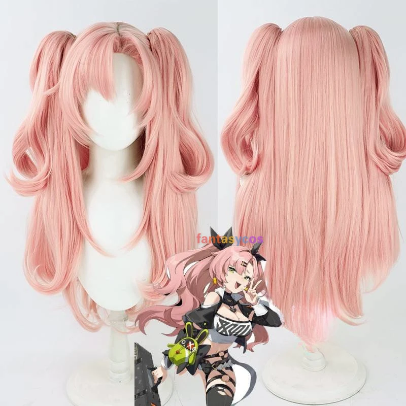 

Zenless Zone Zero Nicole Demara Cosplay Wig 80cm Long Pink Curls with Ponytails Heat Resistant Synthetic Hair Halloween Wigs