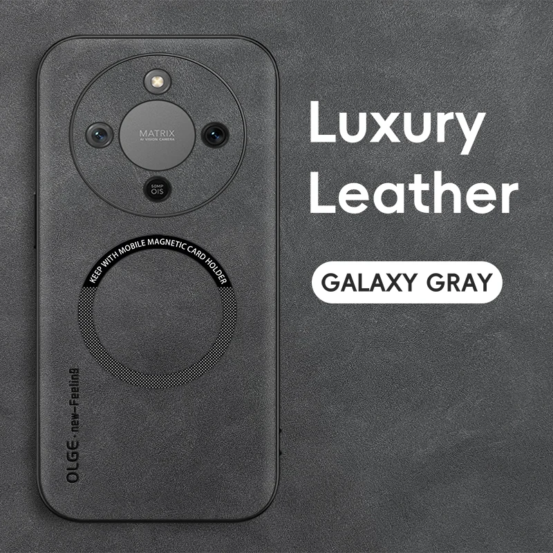 Magnetic Retro Leather Soft Phone Case with Wireless Charging Compatibility