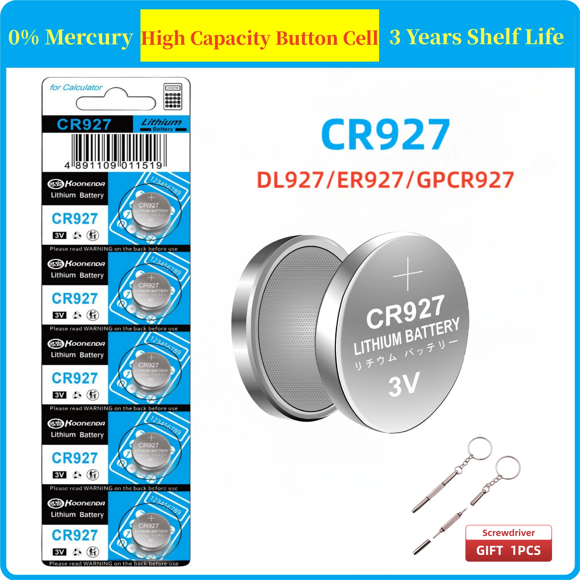 

10-100PCS CR927 Lithium Batteries For Toy Clock Watch Remote Control Laser Light DL927 BR927-1W CR927-1W 3V Button Coin Cell