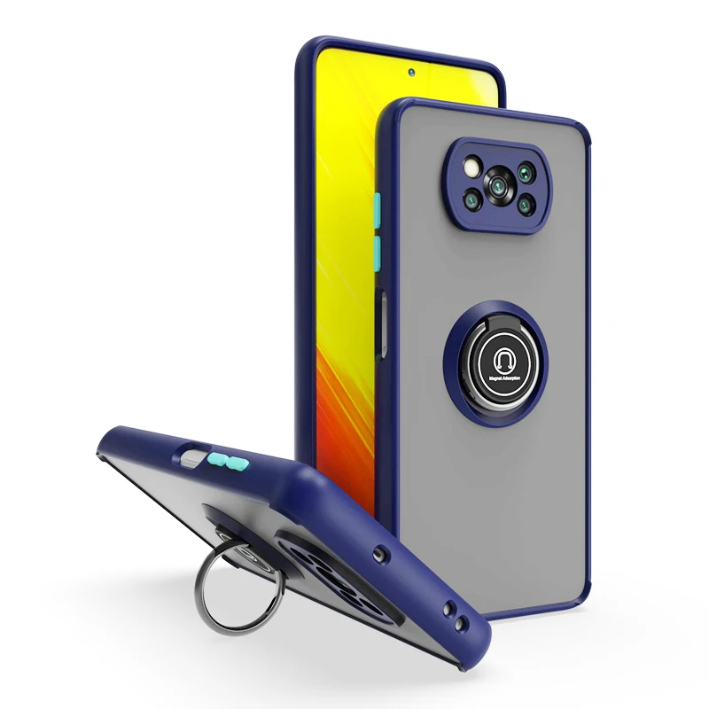 KEYSION Fashion Matte Hülle für Xiaomi POCO X3 Pro X3 NFC X3 GT Transparenter Ringständer Stoßfeste Handyhülle für POCO M3_voghion.com