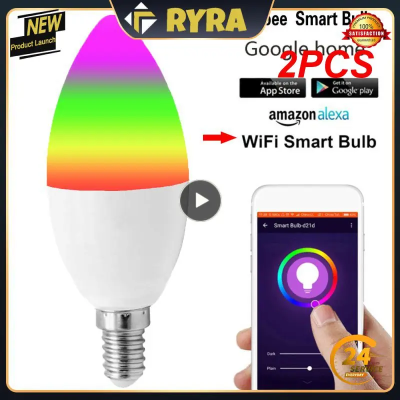 

Умная светодиодная лампочка E12 E14, с голосовым управлением, работает с Alexa Home, 5 Вт, Tuya 3,0, 2 шт.