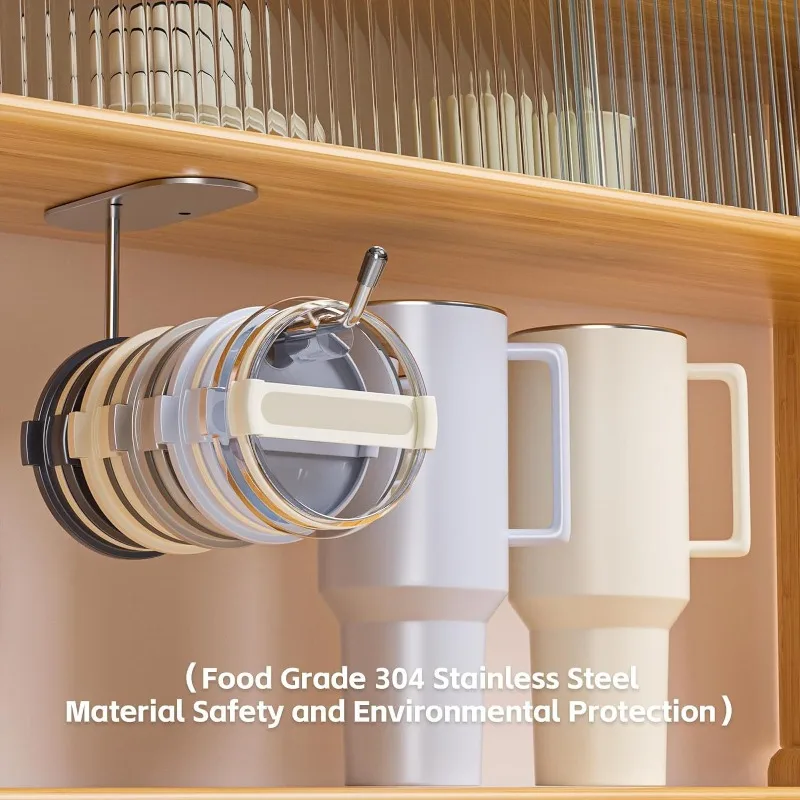 Non Punching Stainless Steel Hanging Rack Kitchen American Style Cabinet Cup Cover Storage