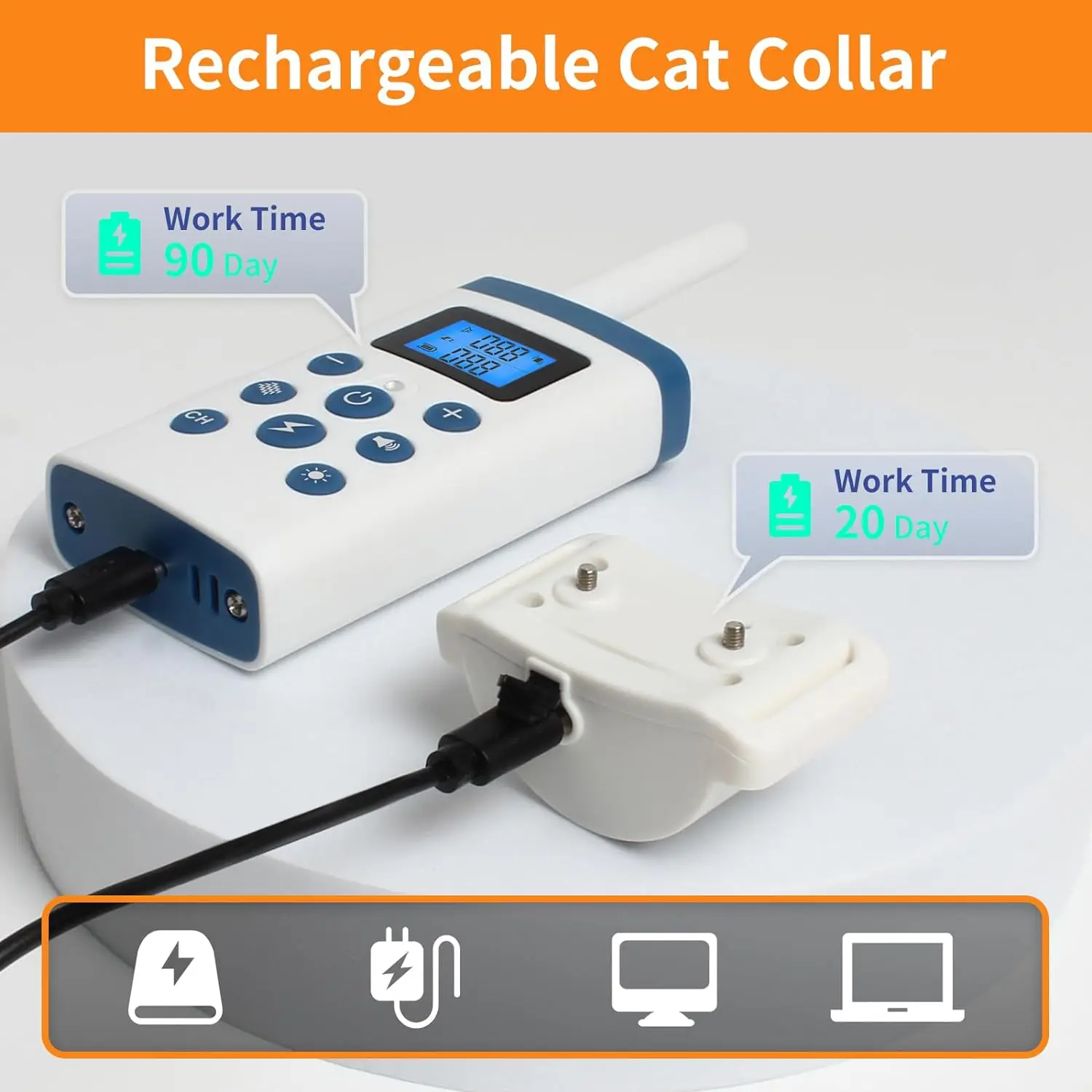 Cat Training Collar Cat Shock Collar with Remote 4 IN 1 Cat Training Collar with Auto Anti-Meow Beep Vibration Safety Shock 4 Modes for Cats