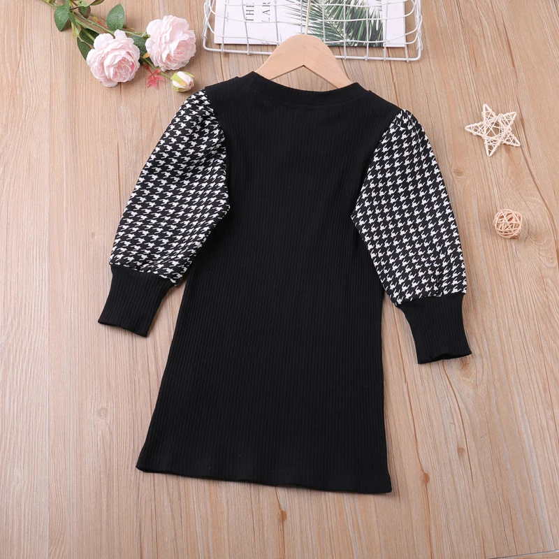 Humor Bear Long Sleeve Children Dress Autumn Fashion Style Baby Girls Dress Party Princess Kids Children Clothes