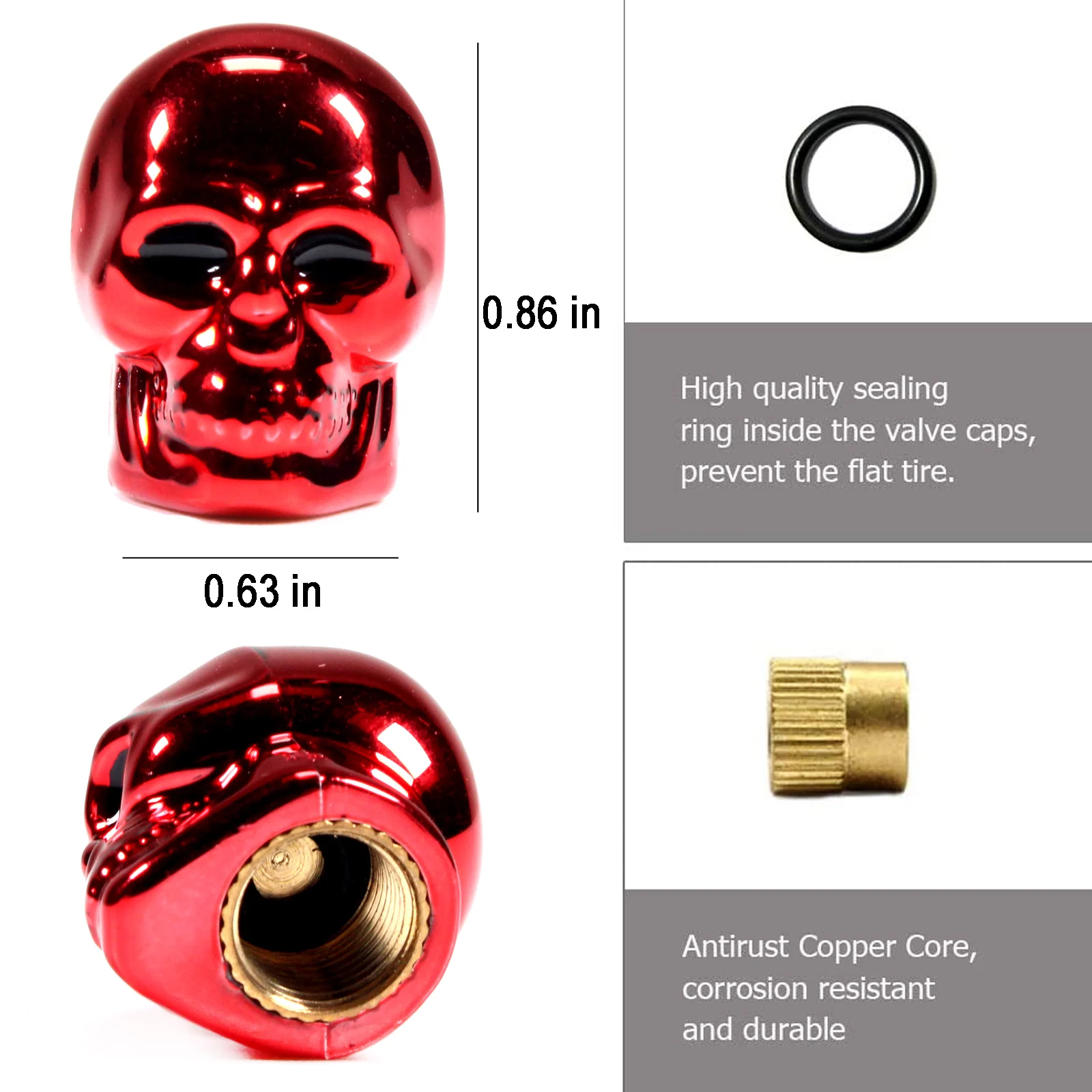 Chrome Valve Stem Caps 1/4Pcs Aluminum Alloy Car Tire Valve Cap Car Dustproof Tire Cap Chrome Tire Valve Caps