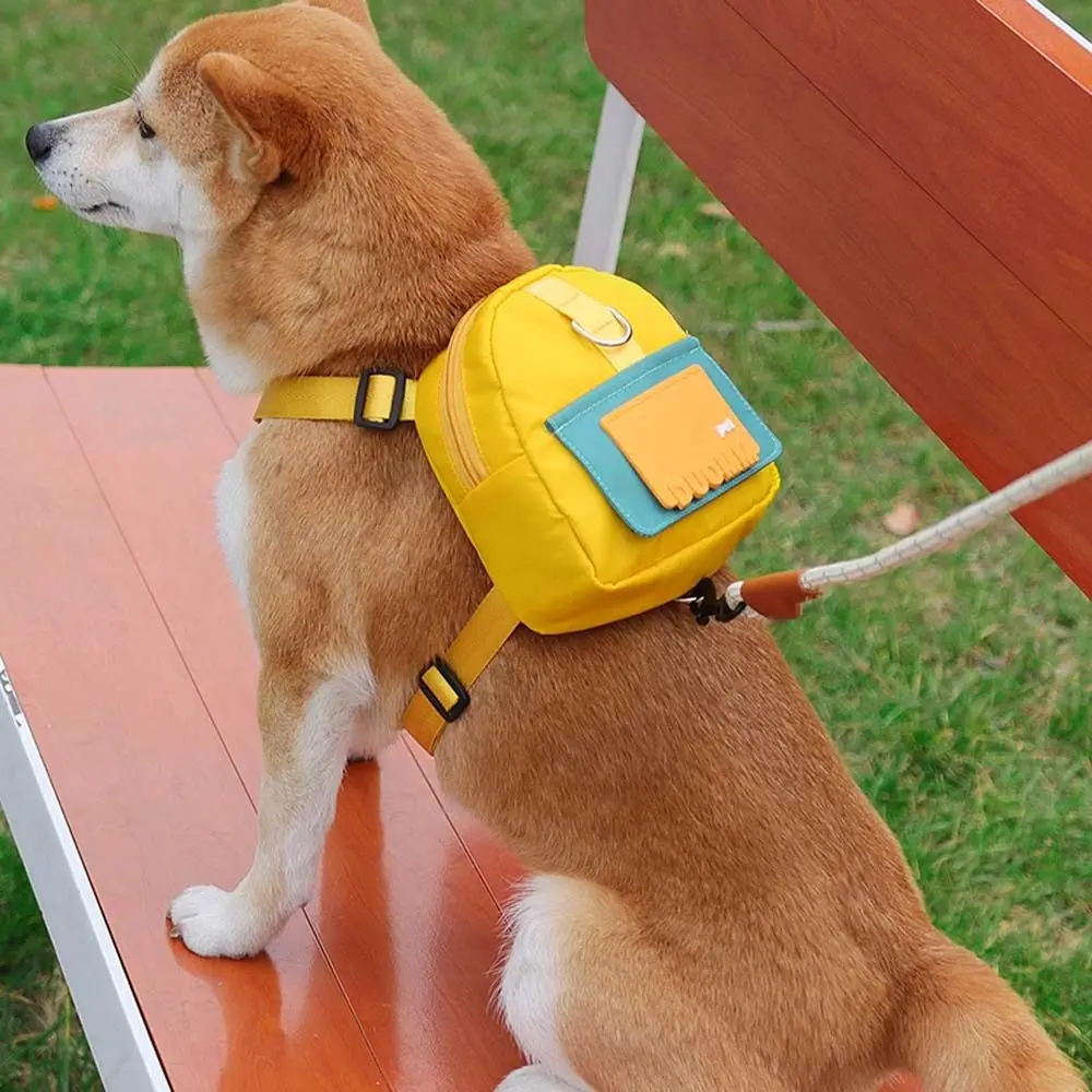 

Cute Portable Dog Knapsack Outdoor Travel Walking Pet Bags With Harness Large-capacity Adjustable Waterproof Dog Snack Bags