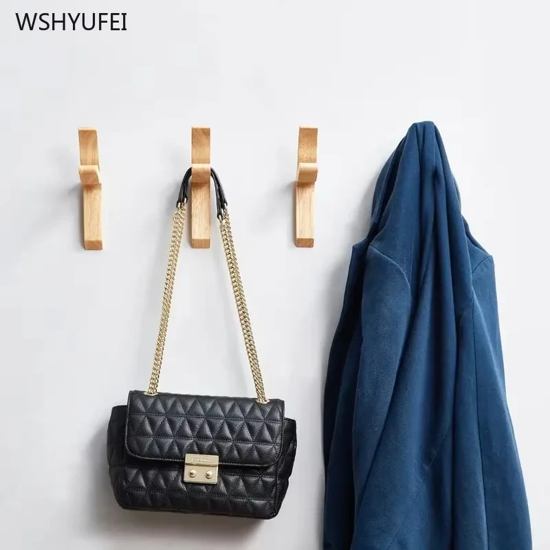 Creative Solid Wood Home Decor Hook Up Door Living Room Bedroom Deoration Accessories Wall-mounted Hangers Punch-free Wall Hook 3